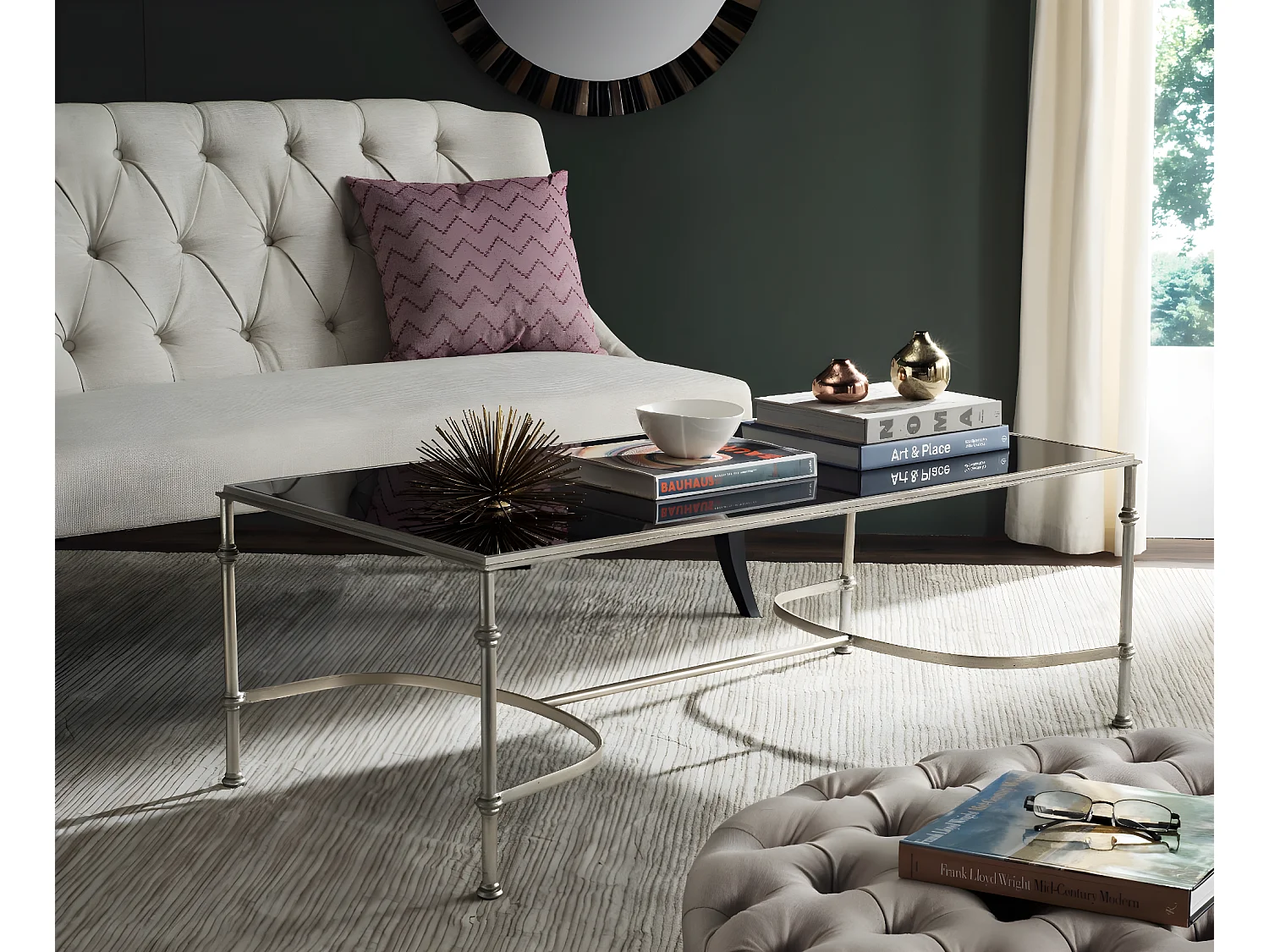 Table d'appoint Argent et noir 127 X 66 X 45.72 cm - Maxine