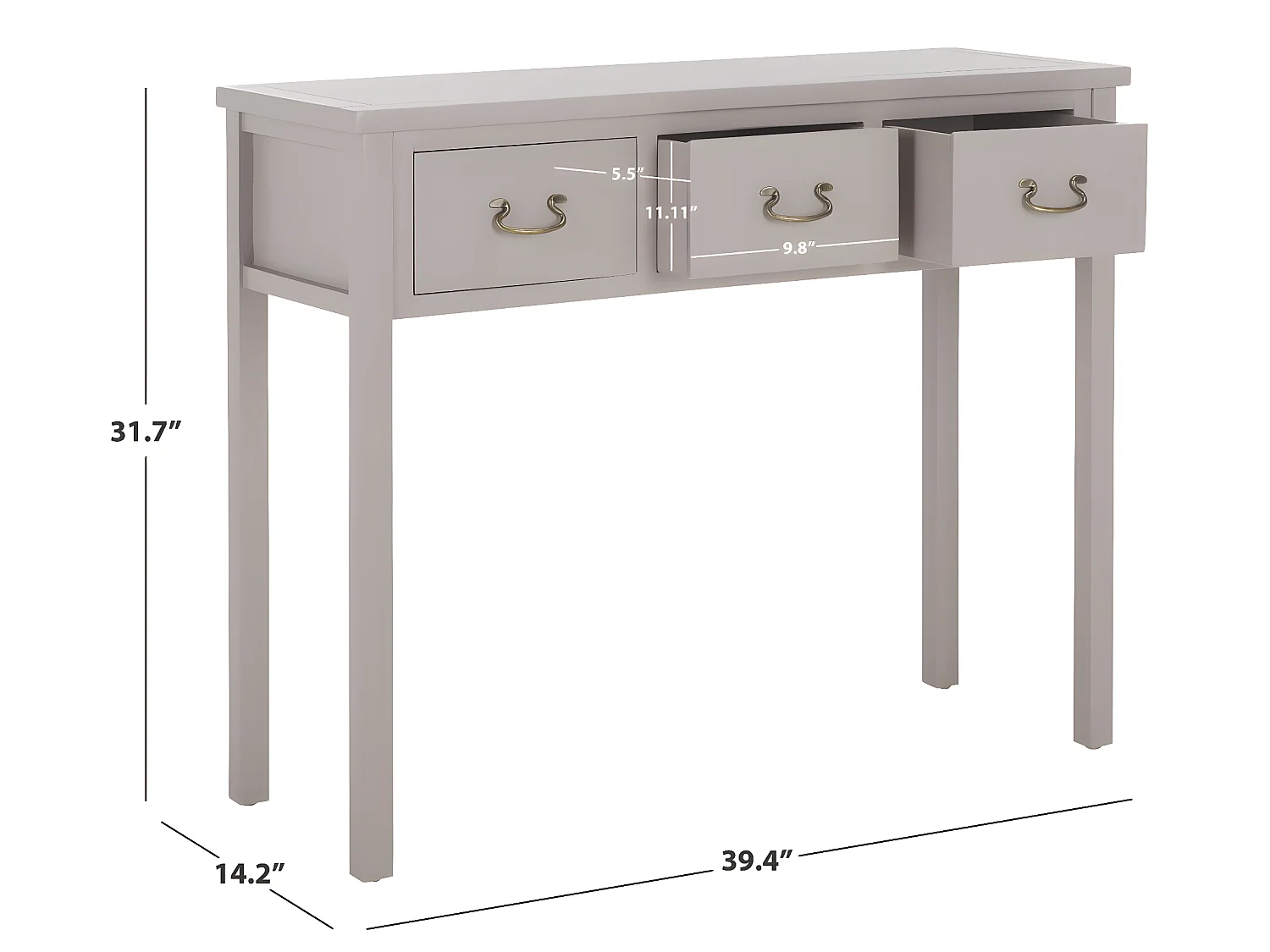 Table d'appoint Gris 36 X 100 X 80.51 cm - Ceil