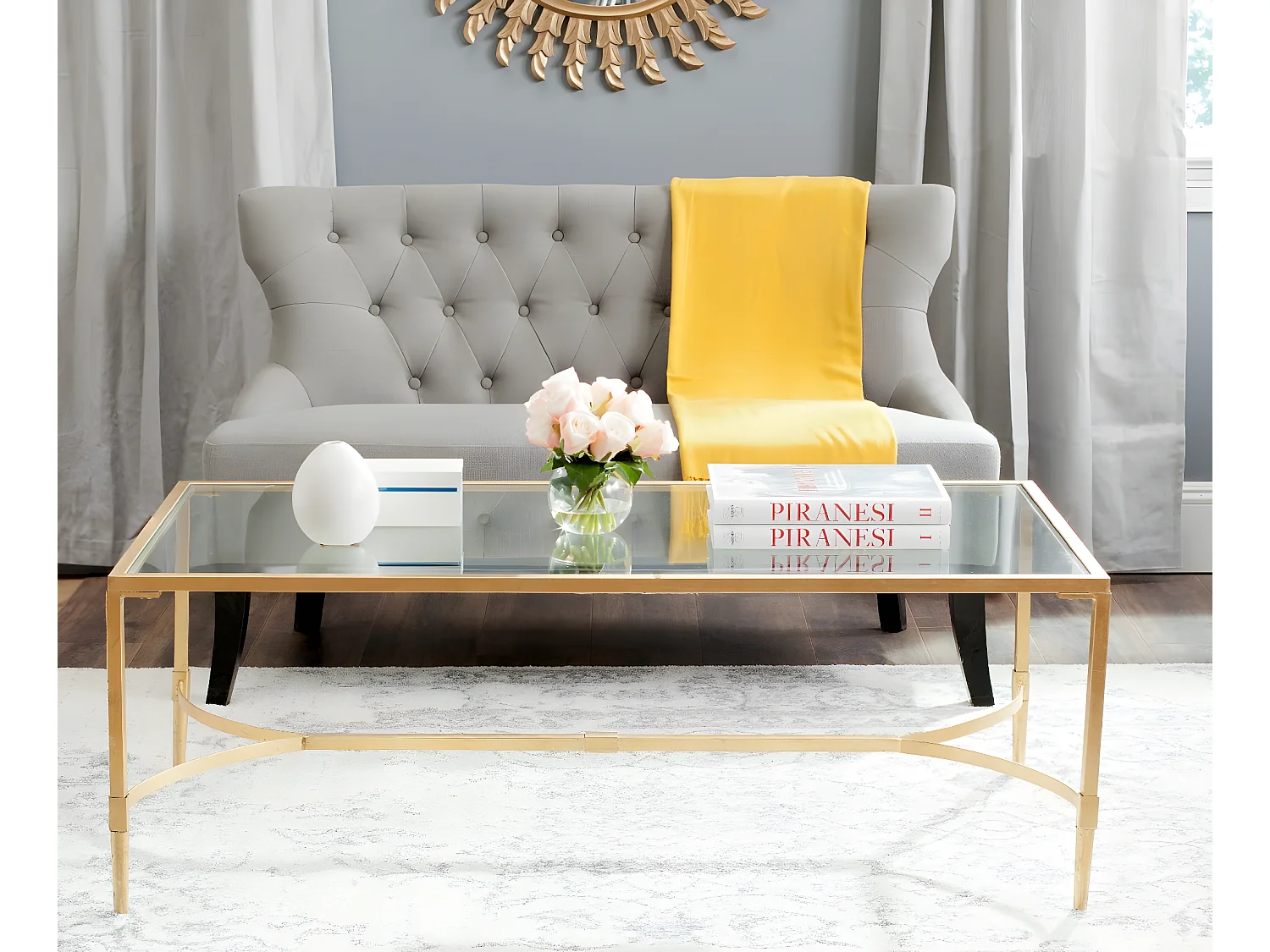 Table d'appoint Or et transparent 66 X 127 X 45.72 cm - Ferne