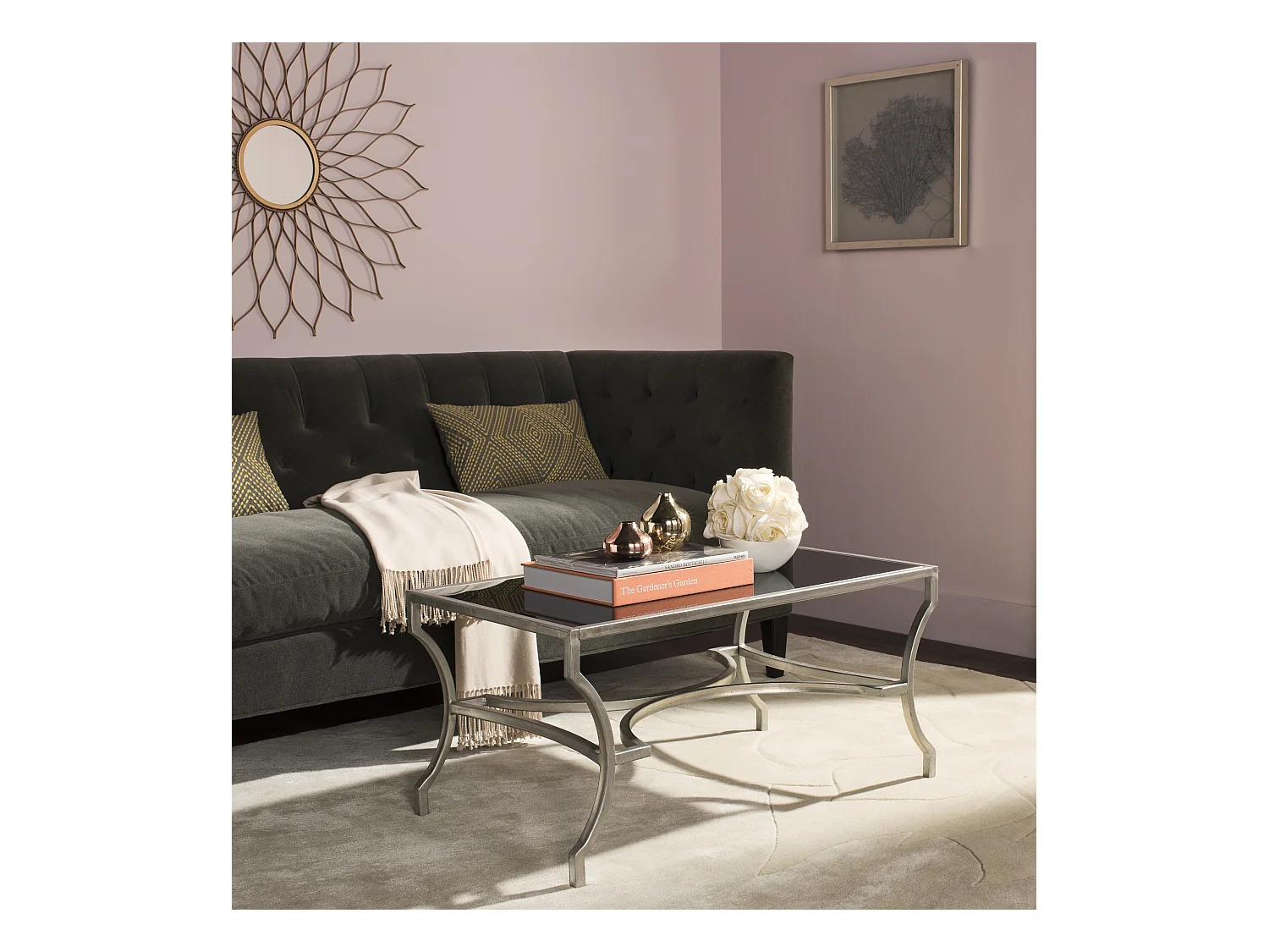 Table d'appoint Argent & Noir 93 X 50 X 43.18 cm - Vira