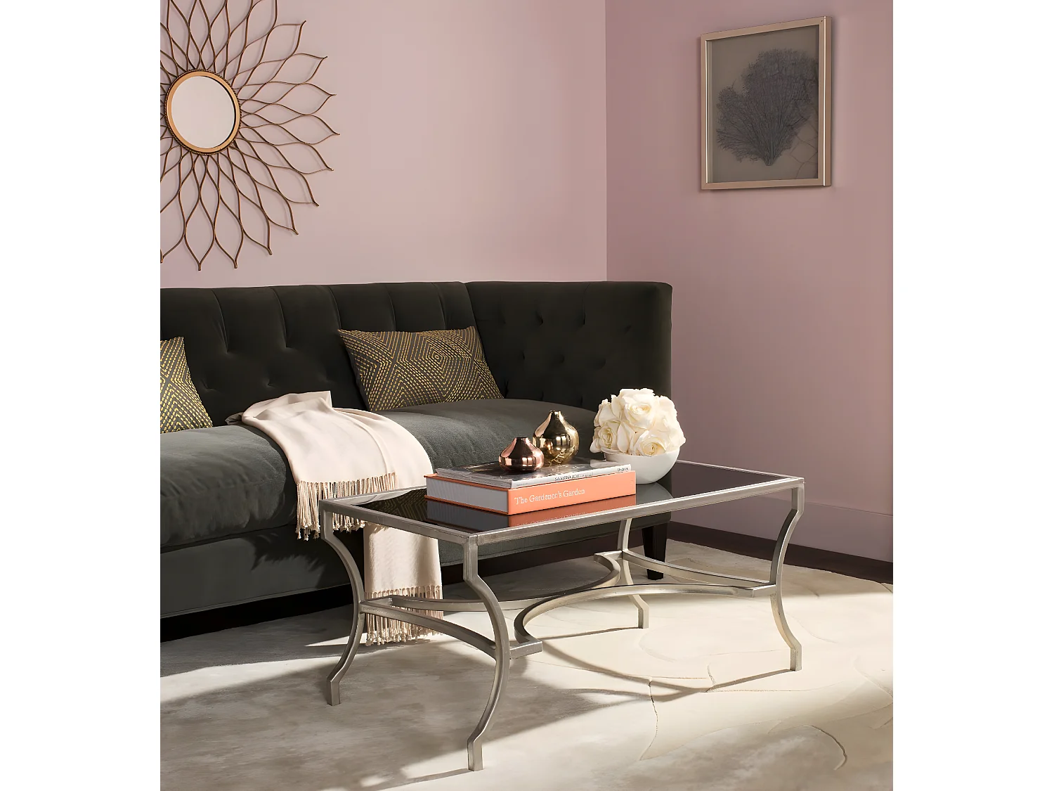 Table d'appoint Argent & Noir 93 X 50 X 43.18 cm - Vira