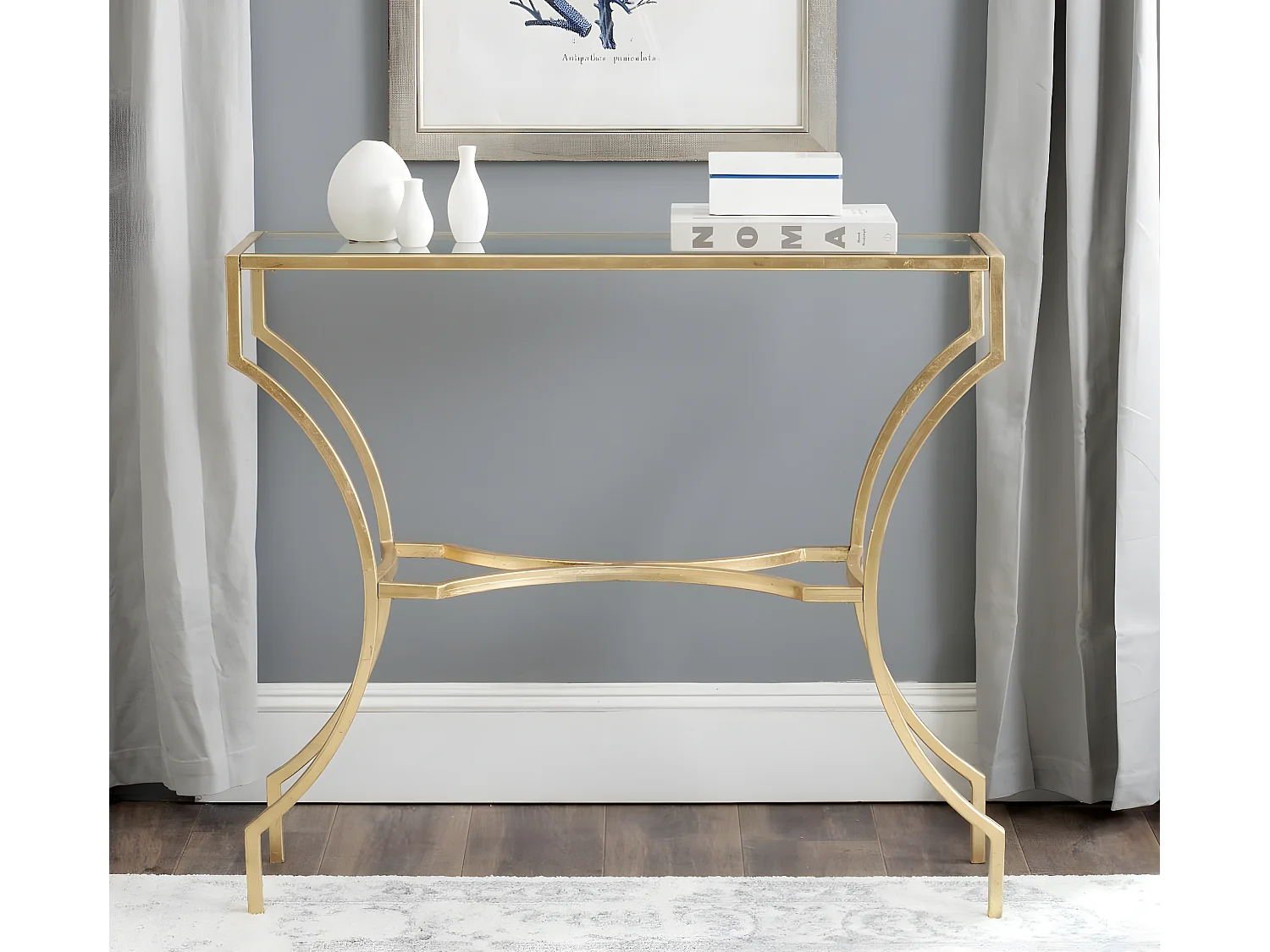 Table d'appoint Or et transparent 51 X 102 X 90.17 cm - Pluma