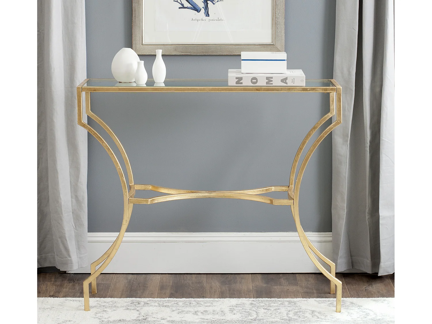 Table d'appoint Or et transparent 51 X 102 X 90.17 cm - Pluma