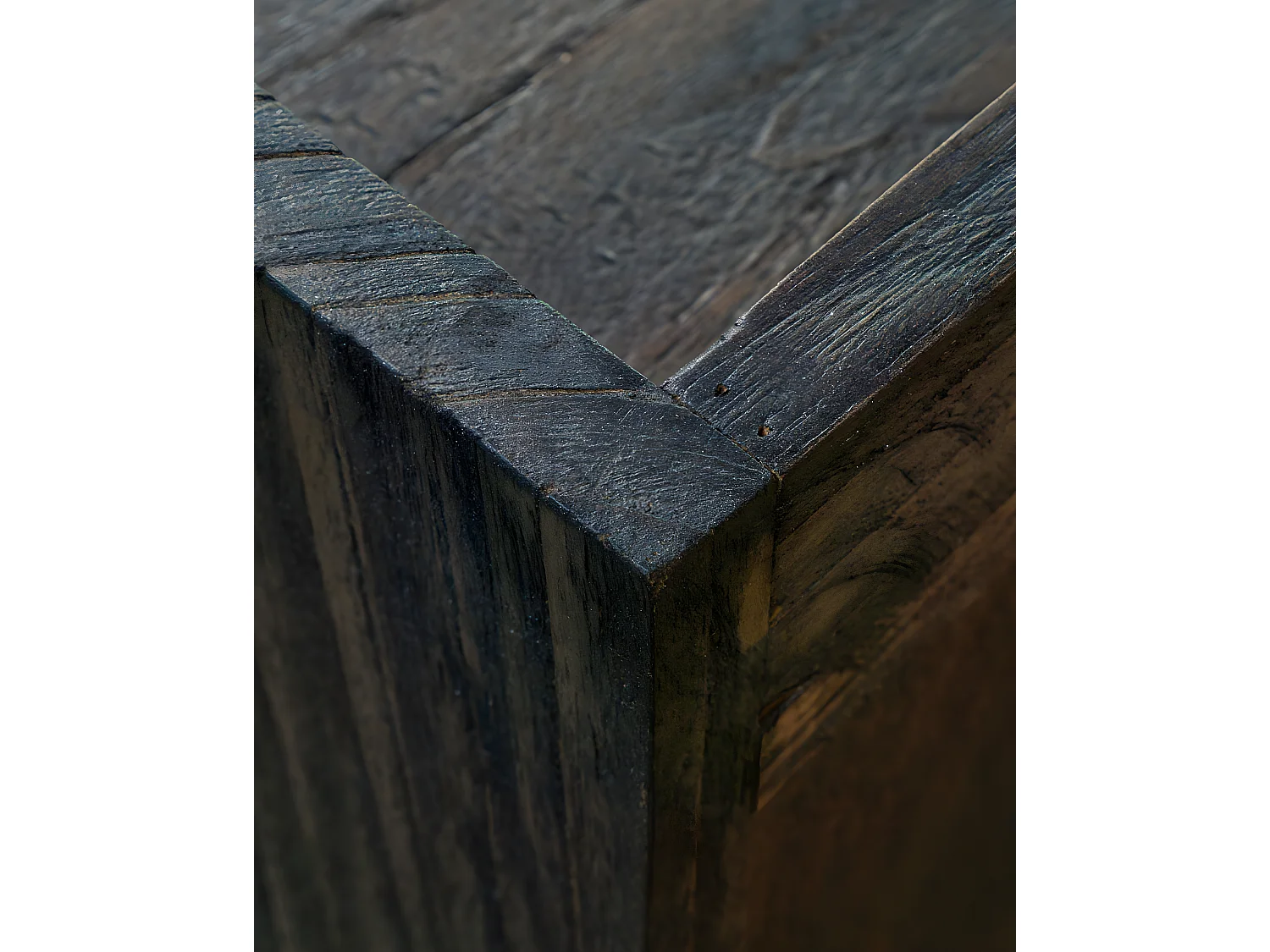 Sanaa- Meuble TV noir porte coulissante en Mindy massif et cannage