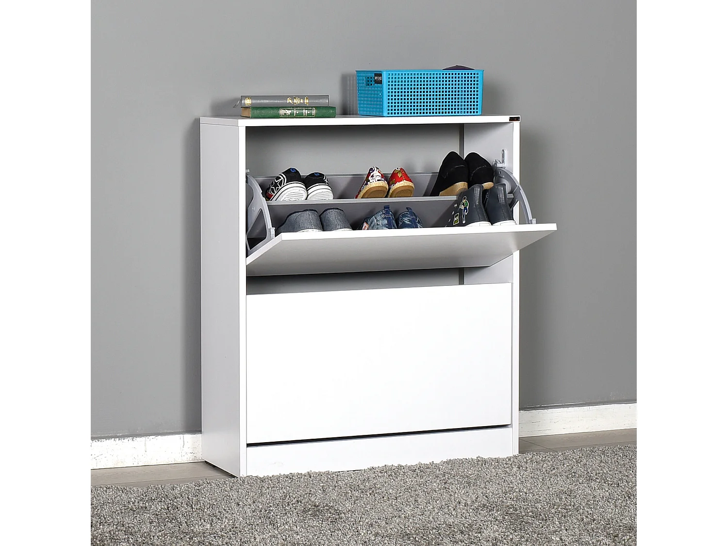 Etagère à chaussures,100% panneaux de particules mélaminés, blanc, couleur blanc