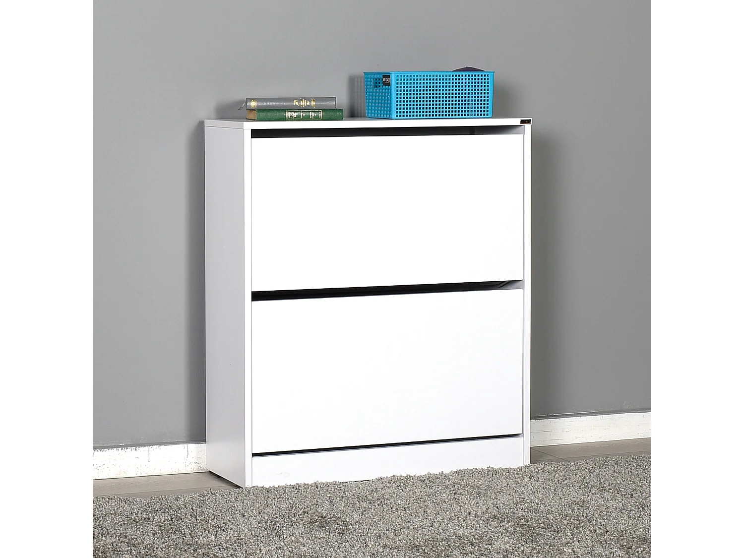 Etagère à chaussures,100% panneaux de particules mélaminés, blanc, couleur blanc