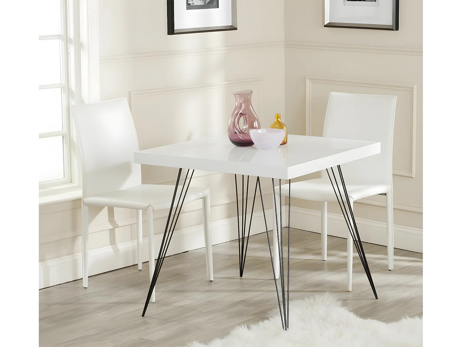 Table d'appoint Blanc et noir 80 X 80 X 74.93 cm - Dorthy