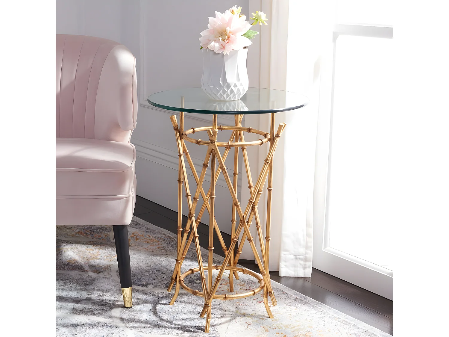 Table d'appoint Or et transparent 45 X 45 X 65.27 cm - Alverda