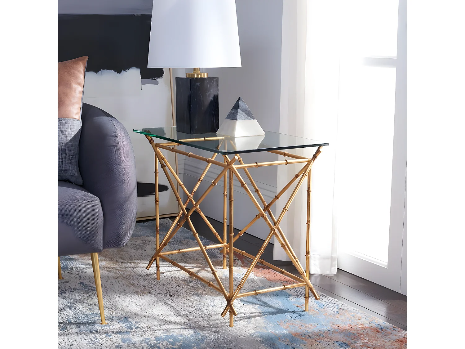 Table d'appoint Or et transparent 39 X 69 X 58.92 cm - Argie
