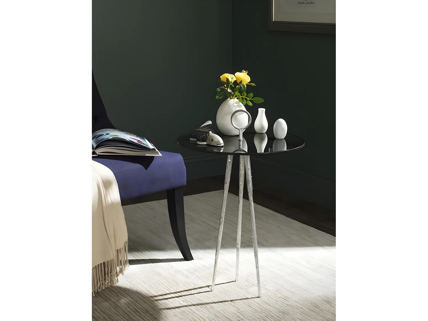 Table d'appoint Argent et noir 45 X 45 X 67.31 cm - Deetta