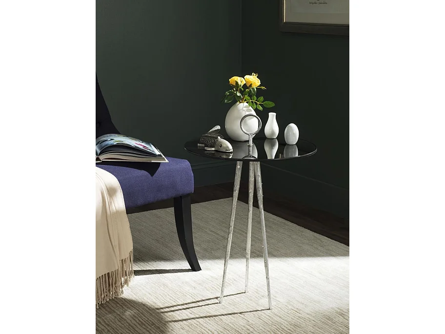 Table d'appoint Argent et noir 45 X 45 X 67.31 cm - Deetta