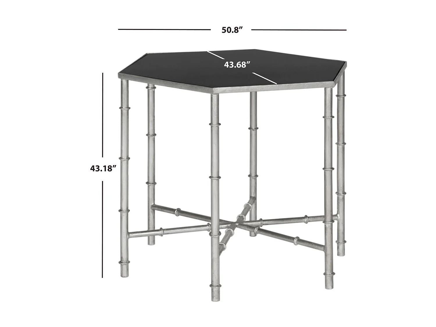 Table d'appoint Argent et noir 50 X 43 X 43.18 cm - Bea