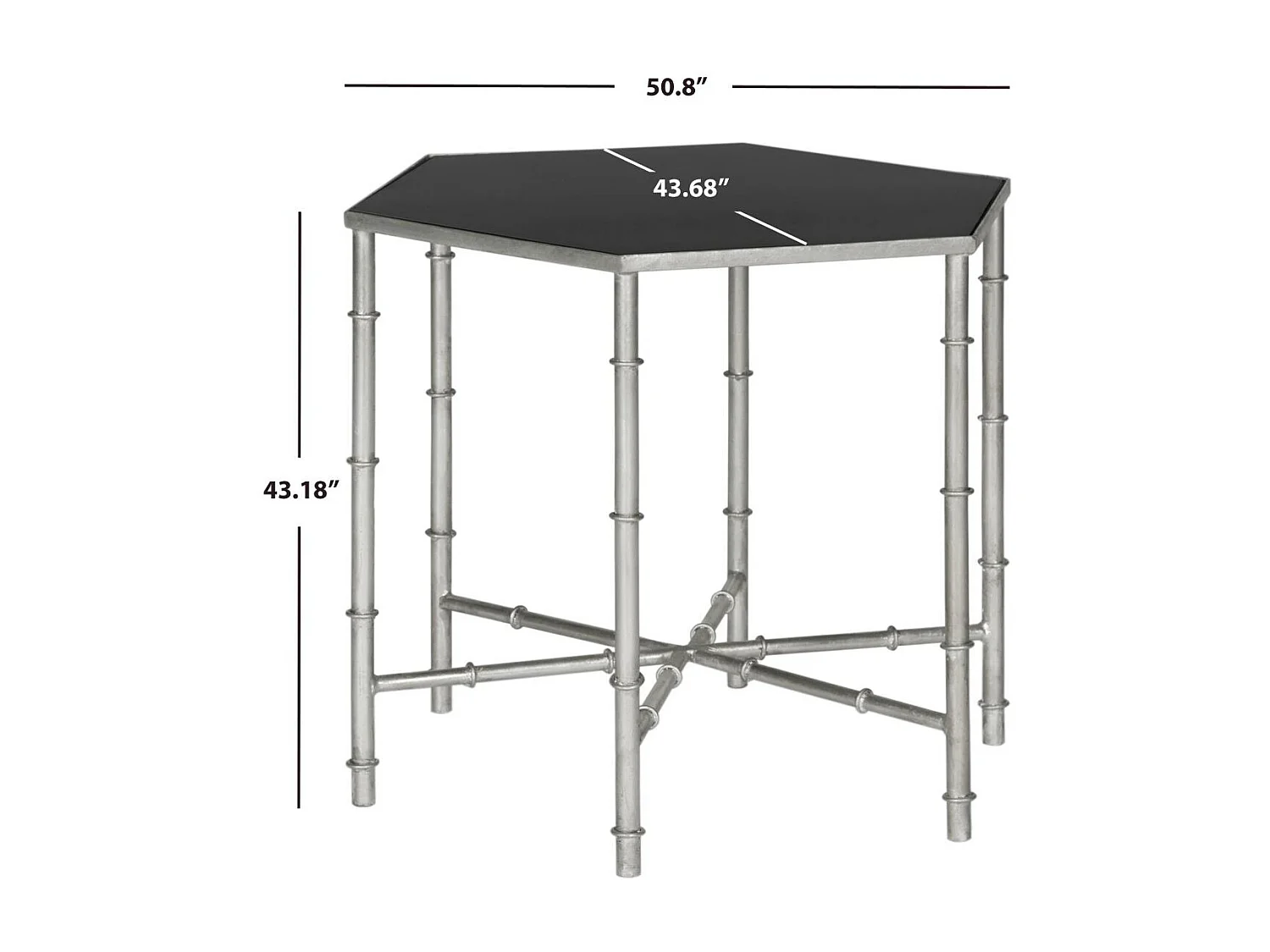 Table d'appoint Argent et noir 50 X 43 X 43.18 cm - Bea