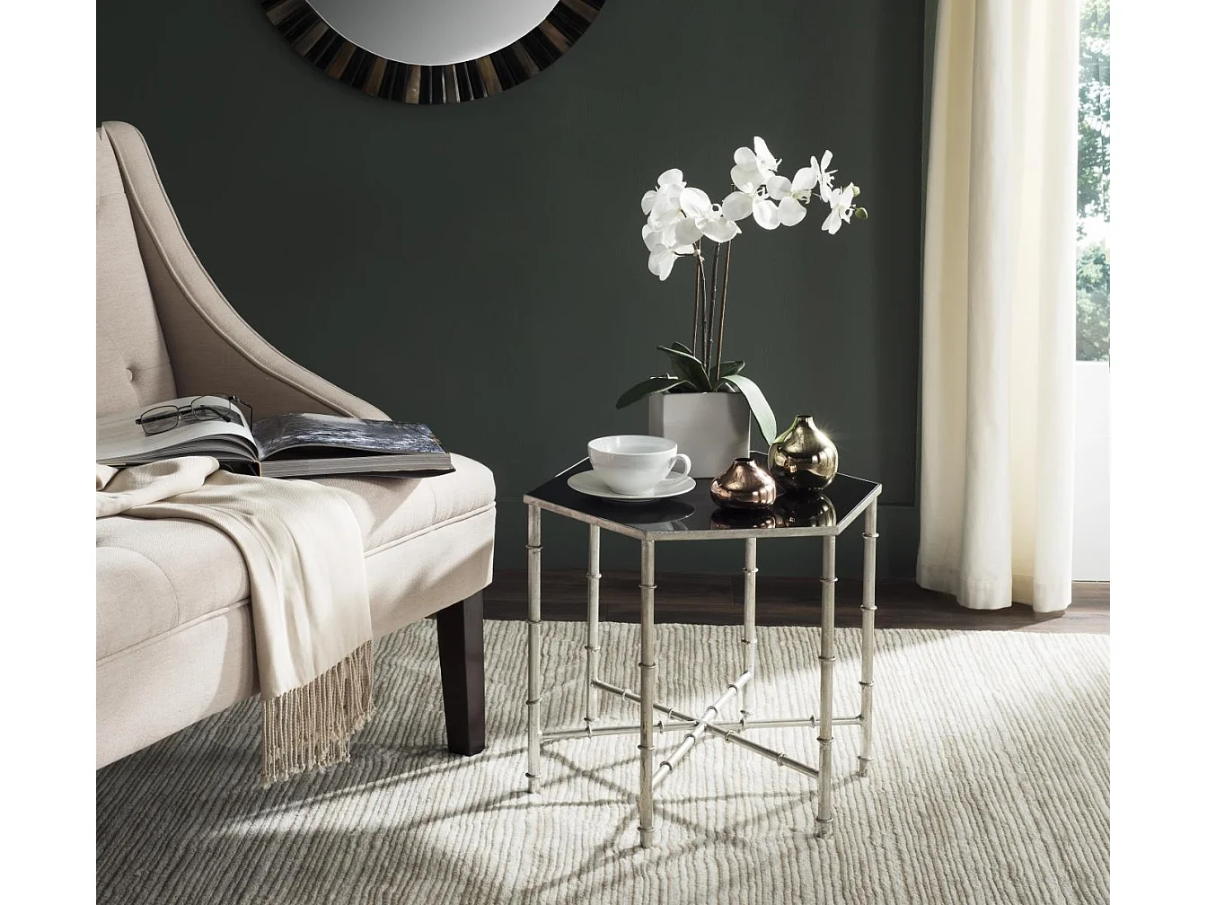 Table d'appoint Argent et noir 50 X 43 X 43.18 cm - Bea