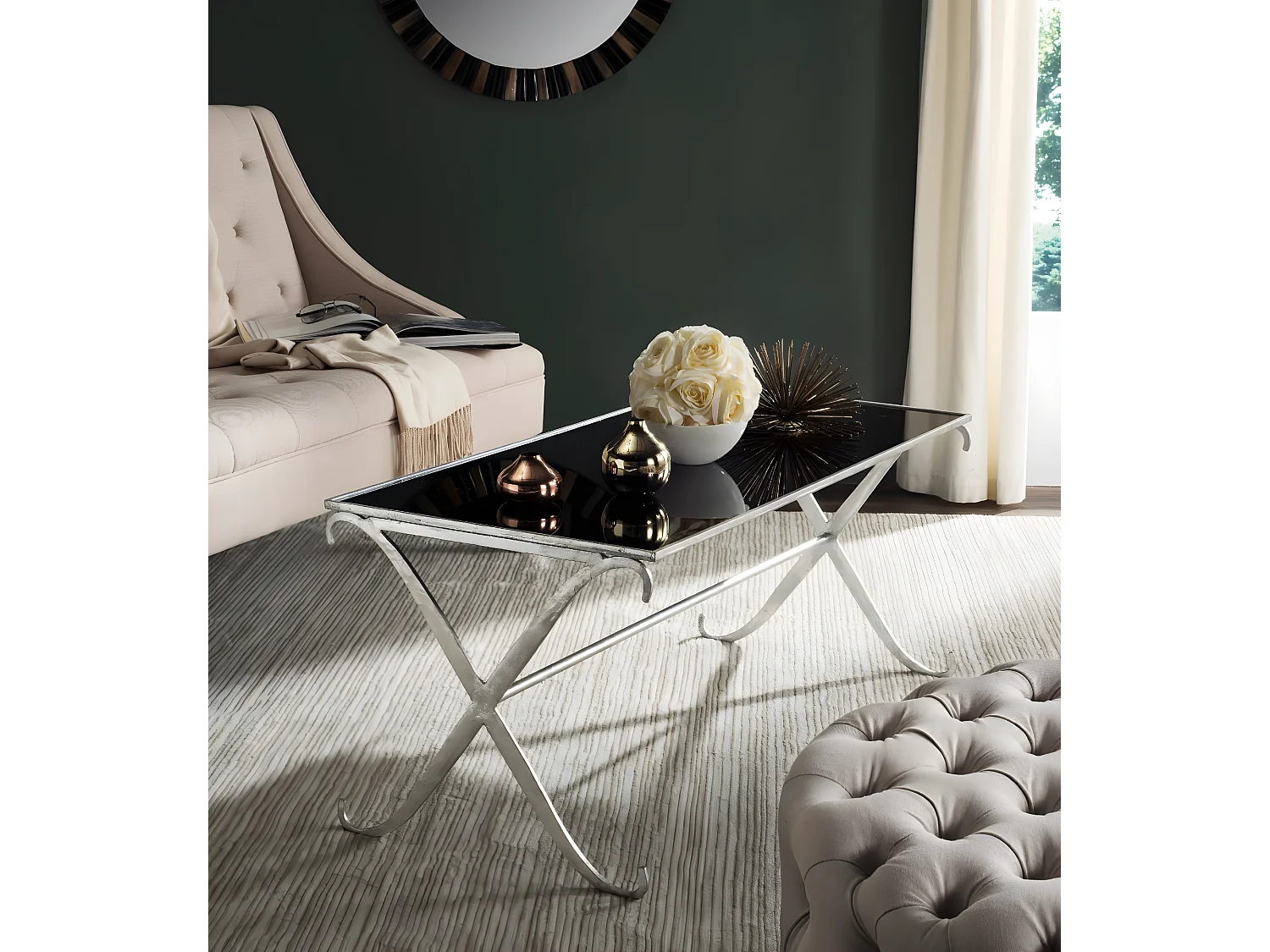 Table d'appoint Argent et noir 109 X 50 X 46.35 cm - Savilla