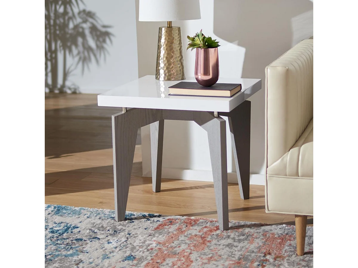 Table d'appoint Blanc & Gris 50 X 50 X 49.78 cm - Mossie