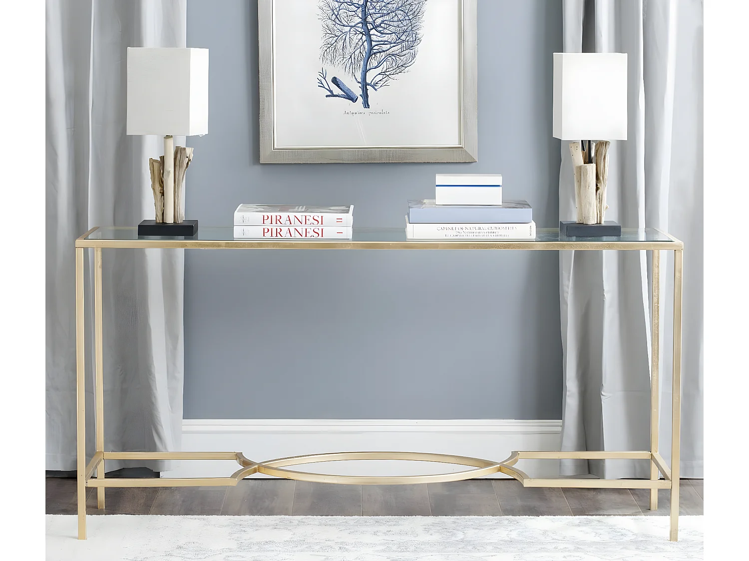 Table d'appoint Or et transparent 41 X 160 X 81.28 cm - Cleva