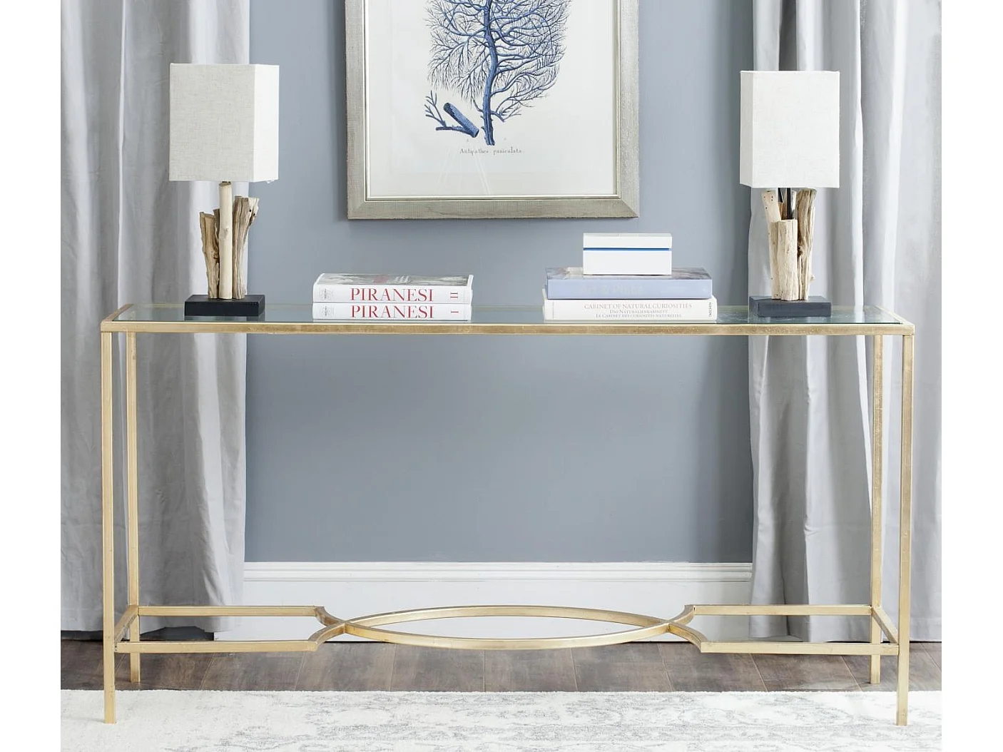 Table d'appoint Or et transparent 41 X 160 X 81.28 cm - Cleva