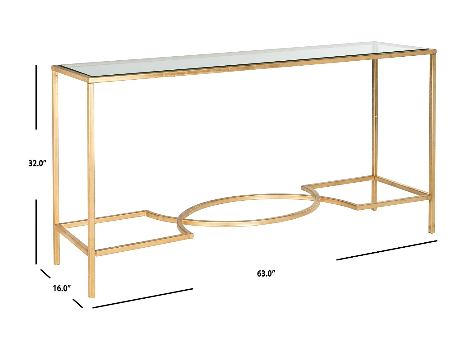 Table d'appoint Or et transparent 41 X 160 X 81.28 cm - Cleva