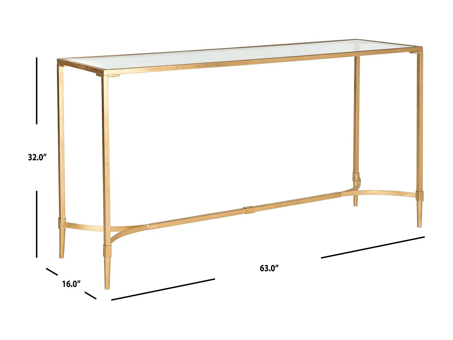 Table d'appoint Or et transparent 41 X 160 X 81.28 cm - Clevie