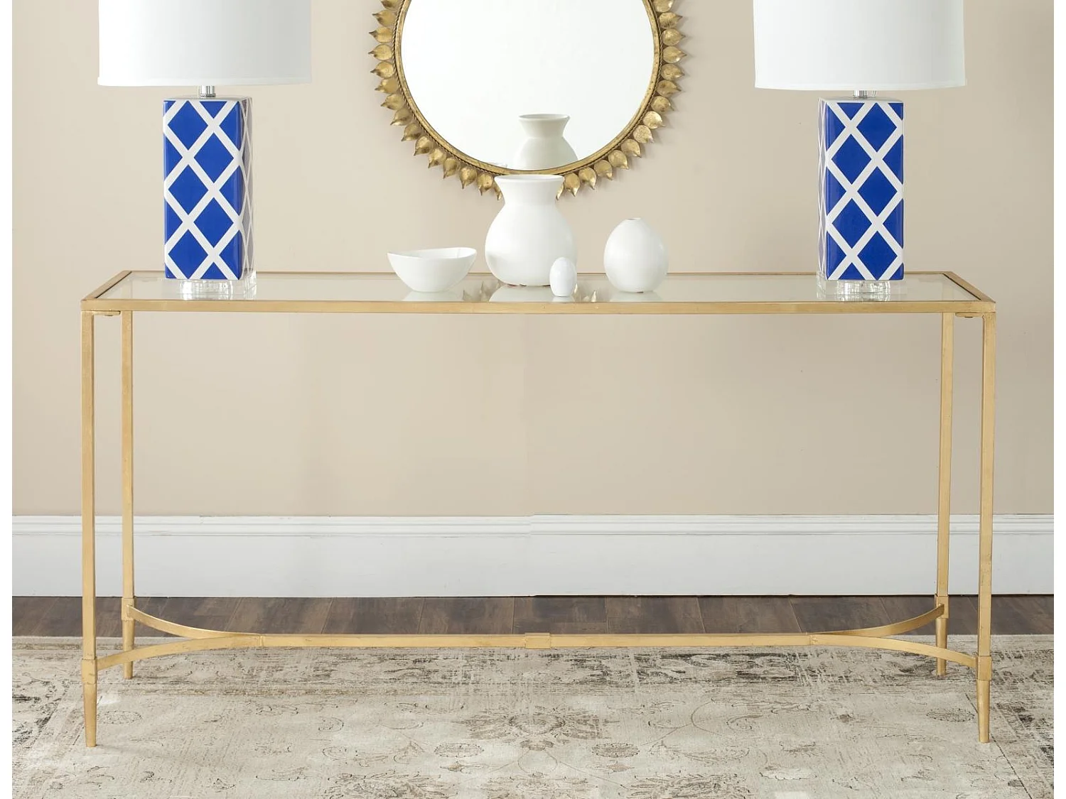 Table d'appoint Or et transparent 41 X 160 X 81.28 cm - Clevie