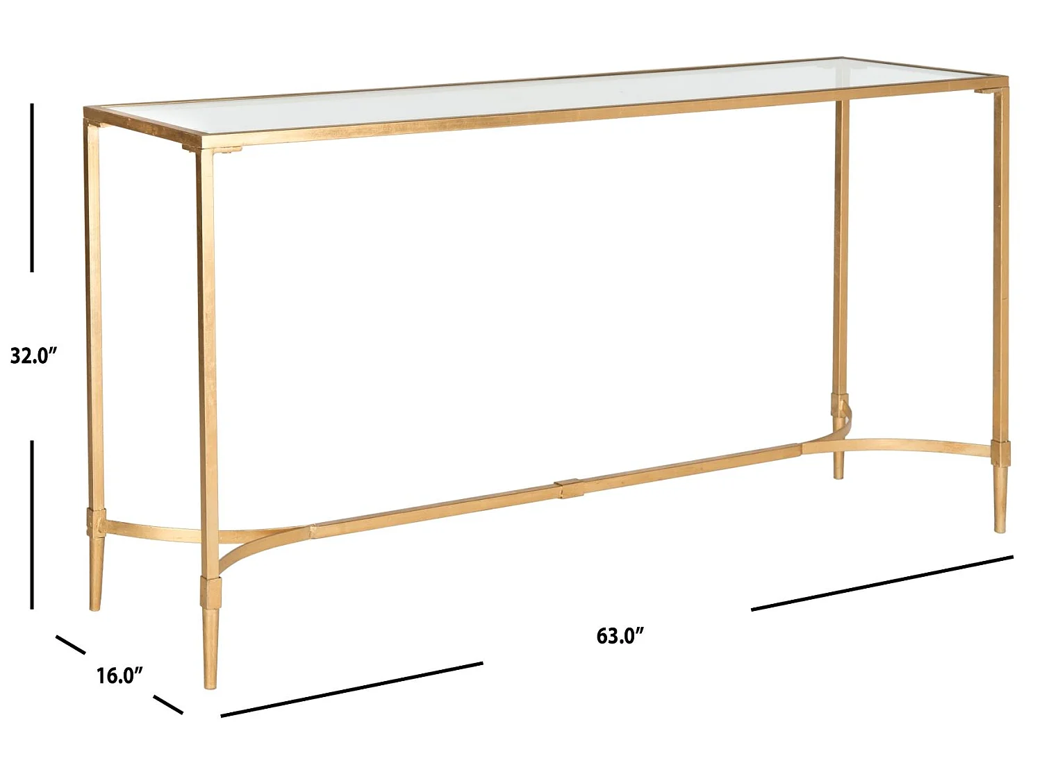 Table d'appoint Or et transparent 41 X 160 X 81.28 cm - Clevie