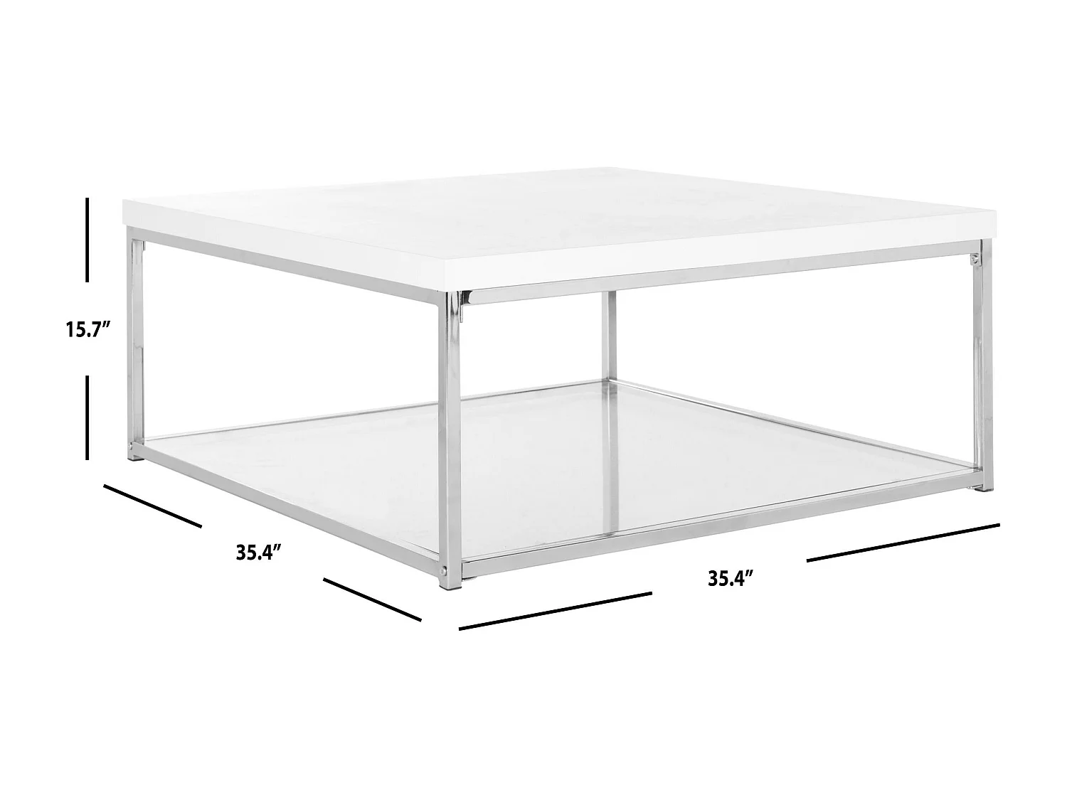 Table d'appoint Blanc et chrome 90 X 90 X 39.87 cm - Parlee