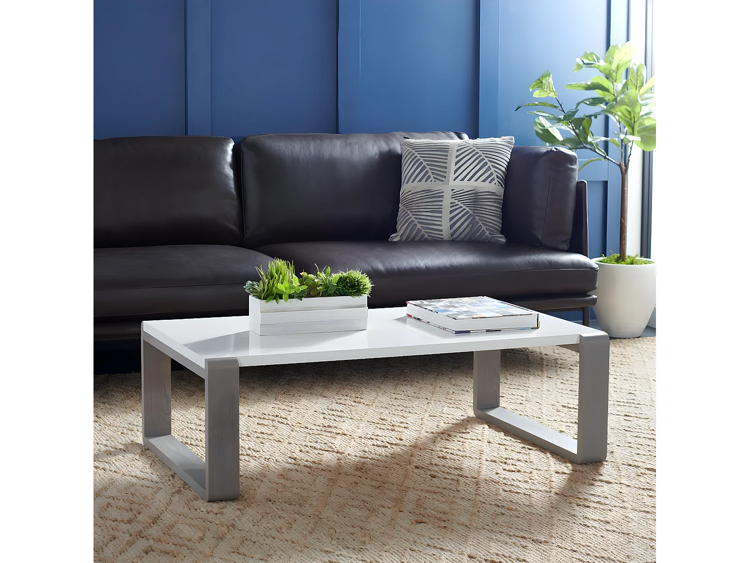 Table d'appoint Blanc & Gris 65 X 110 X 35.05 cm - Evelena