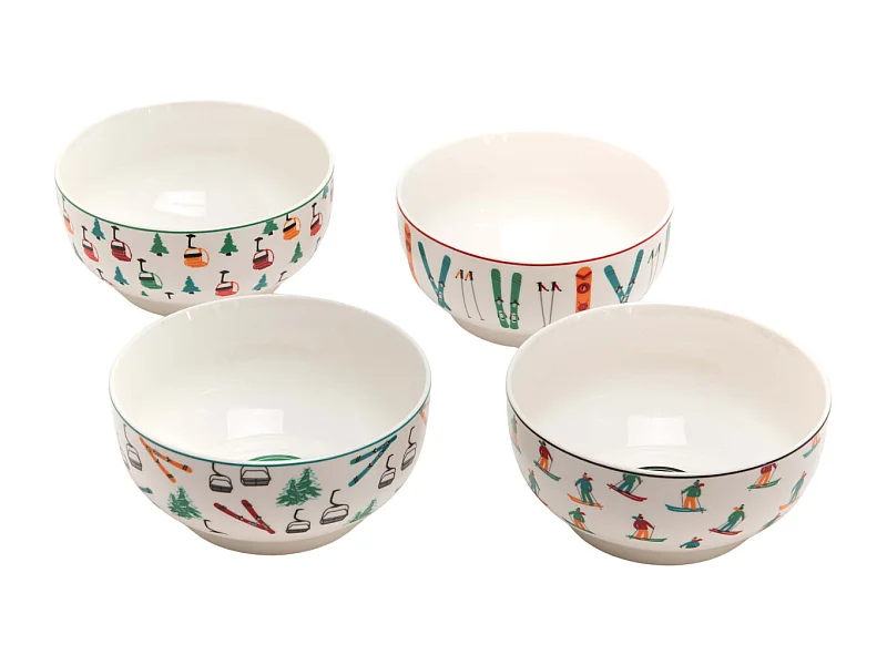 Coffret 4 bols en porcelaine Station