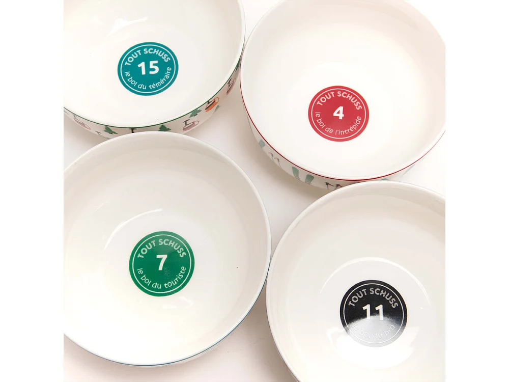 Coffret 4 bols en porcelaine Station