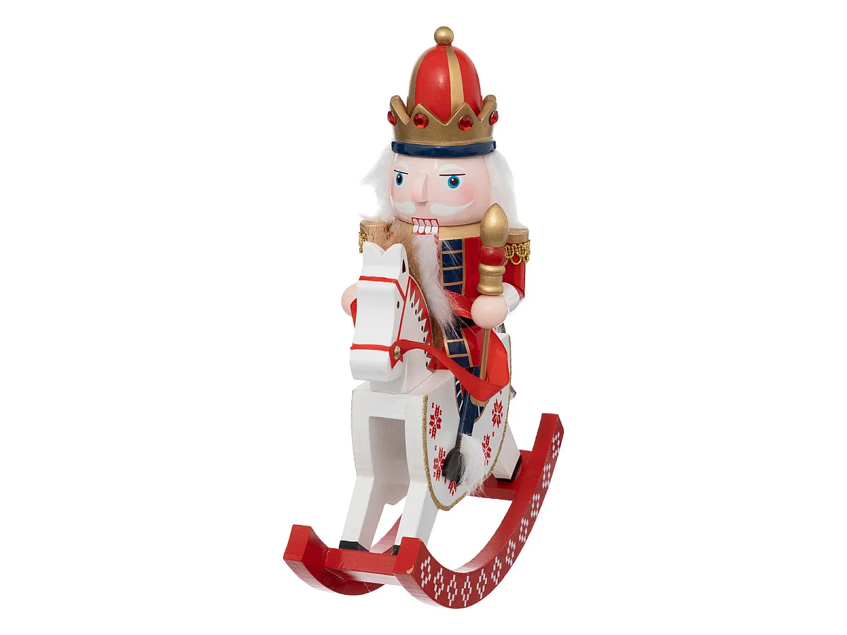 Déco de Noël Casse-Noisette sur Cheval à bascule H 29 cm