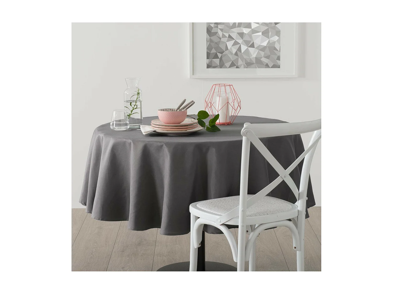 Nappe Antitache Ronde "Unie" 180cm Gris