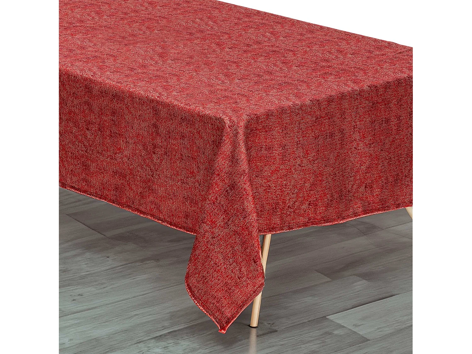 Nappe Jacquard nuance de Rouge et fil Lurex Doré 140 x 240 cm