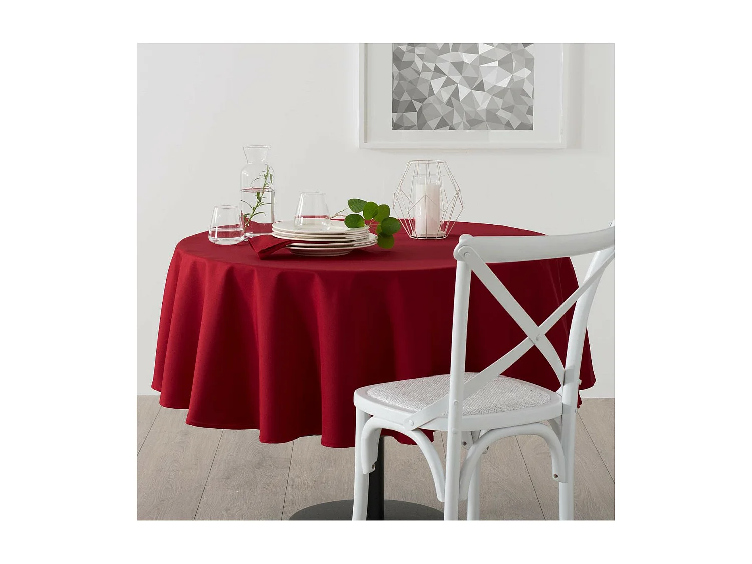Nappe Antitache Ronde "Unie" 180cm Rouge