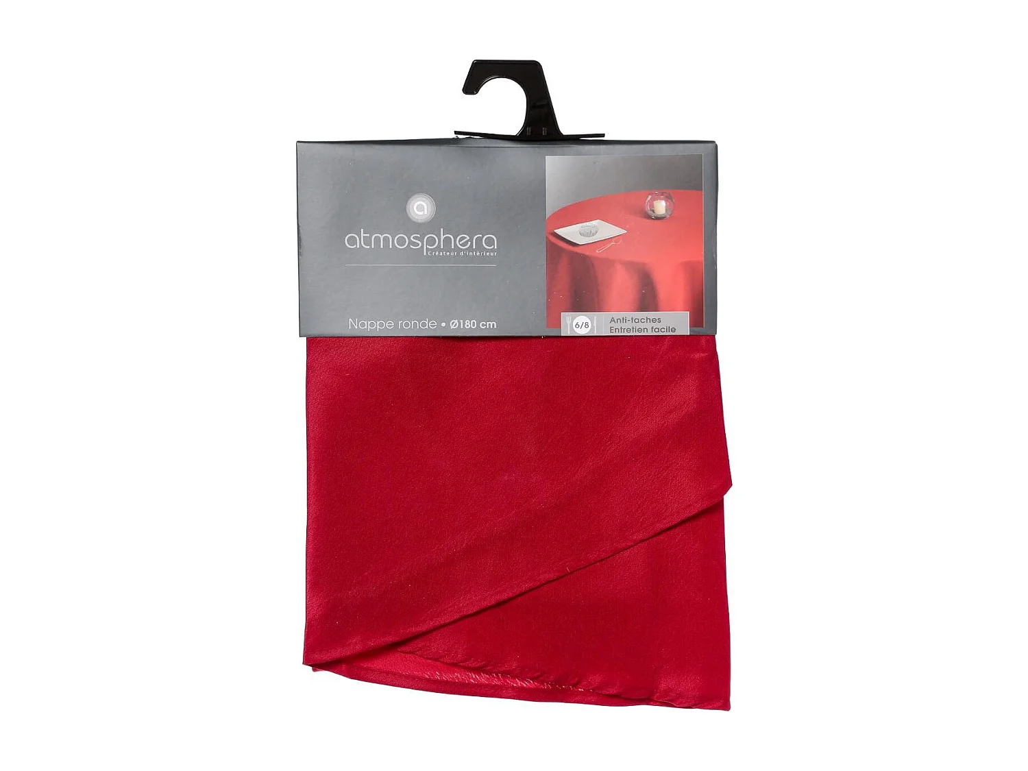 Nappe Antitache Ronde "Unie" 180cm Rouge