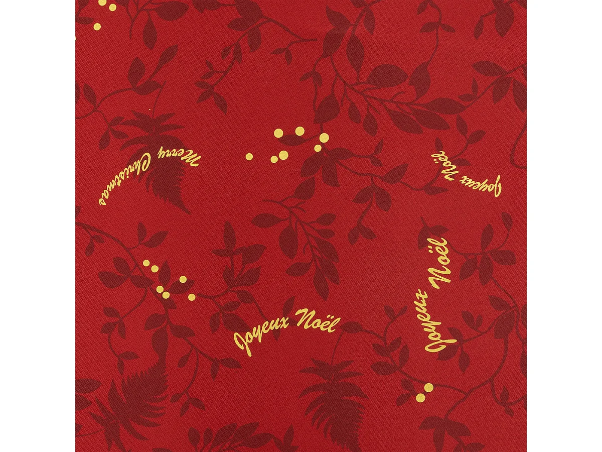 Nappe ronde anti-taches Rouge imprimé Joyeux Noël doré D 180 cm