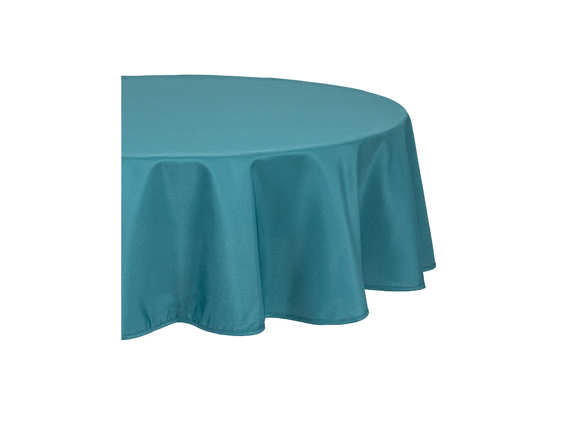 Nappe ronde anti-tache Bleu Canard  D 180 cm