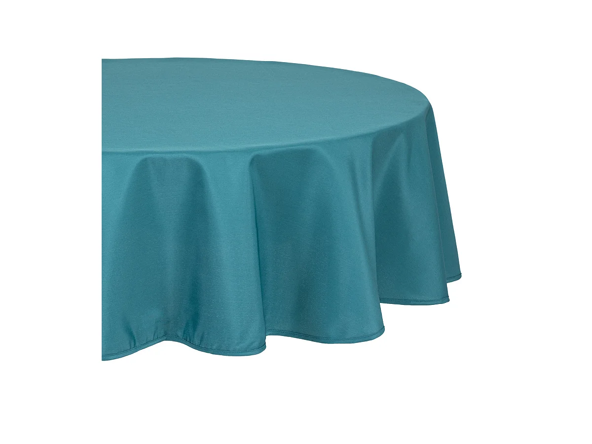 Nappe ronde anti-tache Bleu Canard  D 180 cm