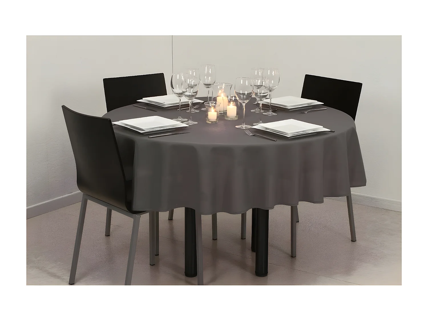 Nappe Antitache Ronde "Unie" 180cm Ardoise