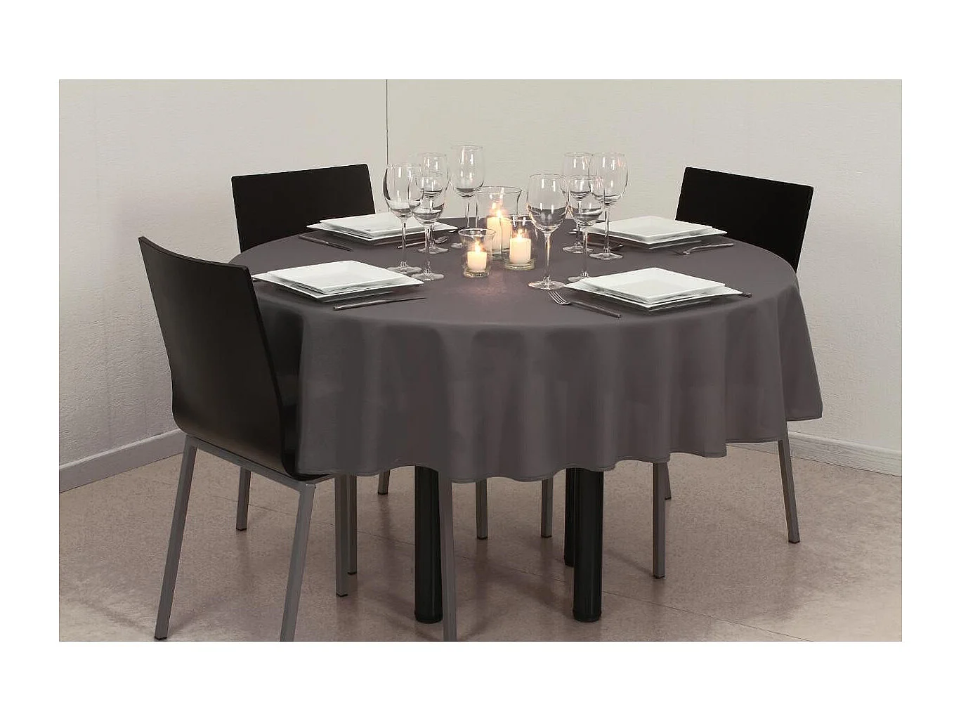 Nappe Antitache Ronde "Unie" 180cm Ardoise