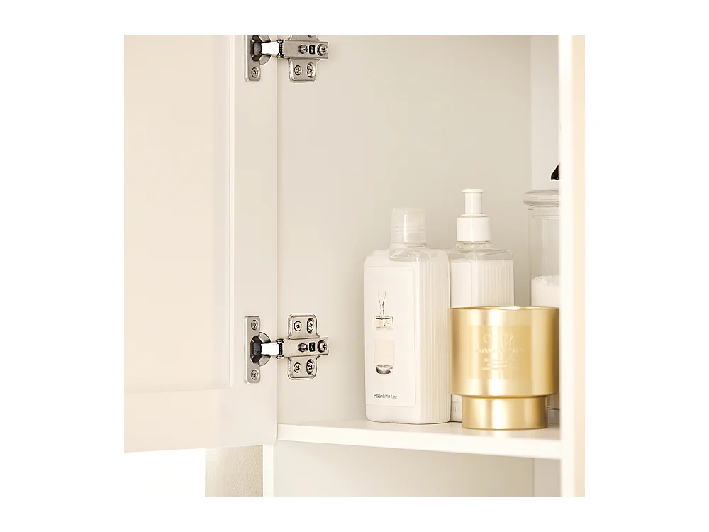 SoBuy BZR87-W Meuble Colonne de Salle de Bain Armoire Haute Étagère étroite avec 2 Portes, 2 Compartiments et 1 Panier à Linge