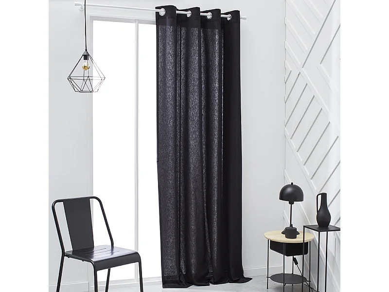 Rideau a oeillets - 140X240 - Fusain -  Essential - 356503