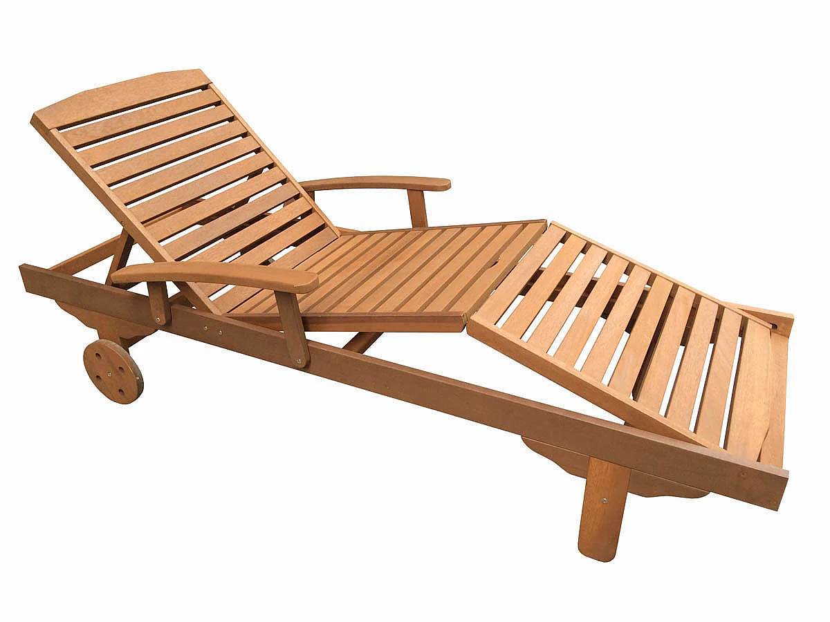 Bain de soleil pliant en bois exotique "Singapour" - Maple - Marron clair - Lot de 4