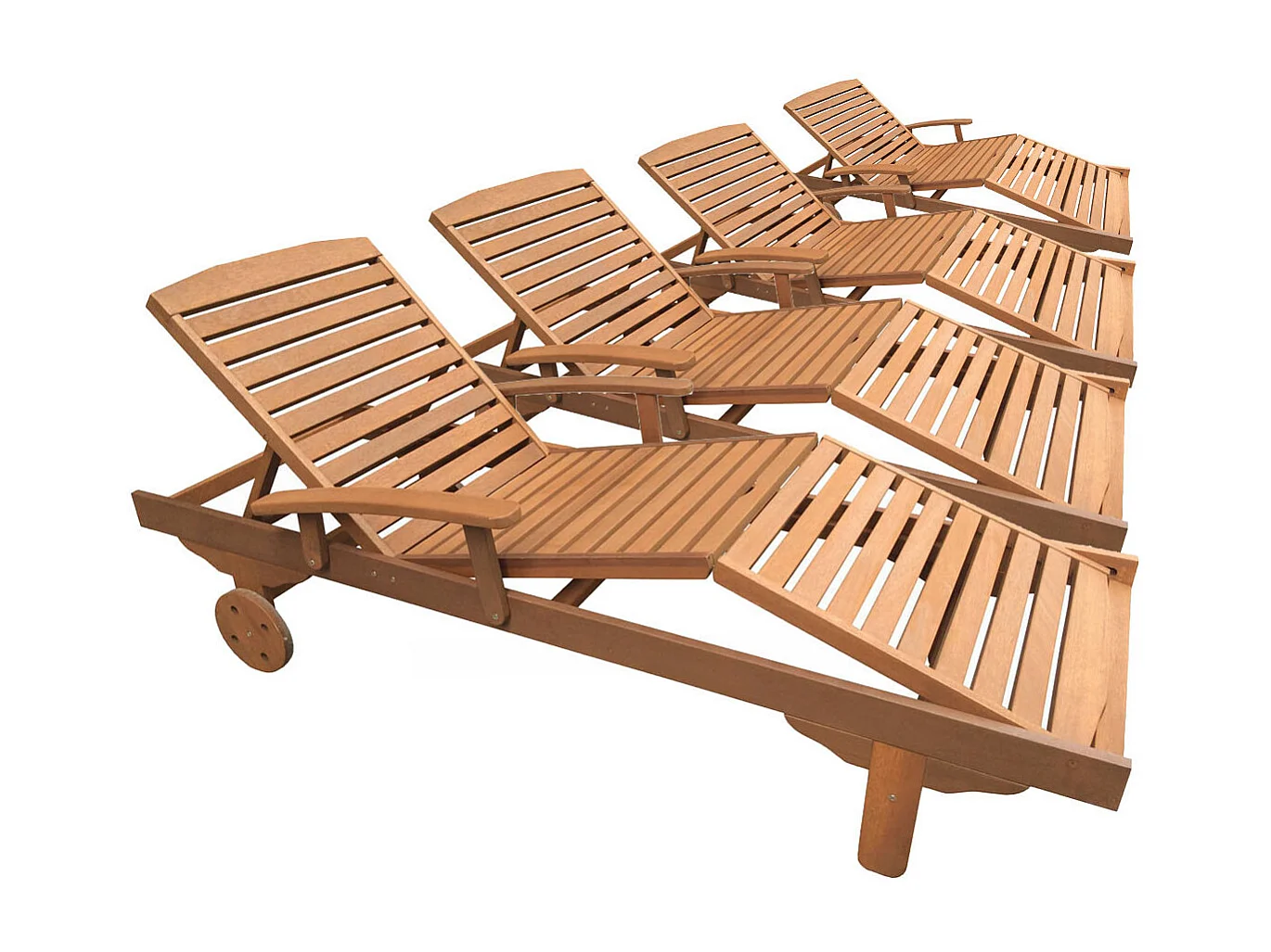 Faltbare Sonnenliege aus Tropenholz "Singapour" - Maple - Hellbraun - 4er-Set