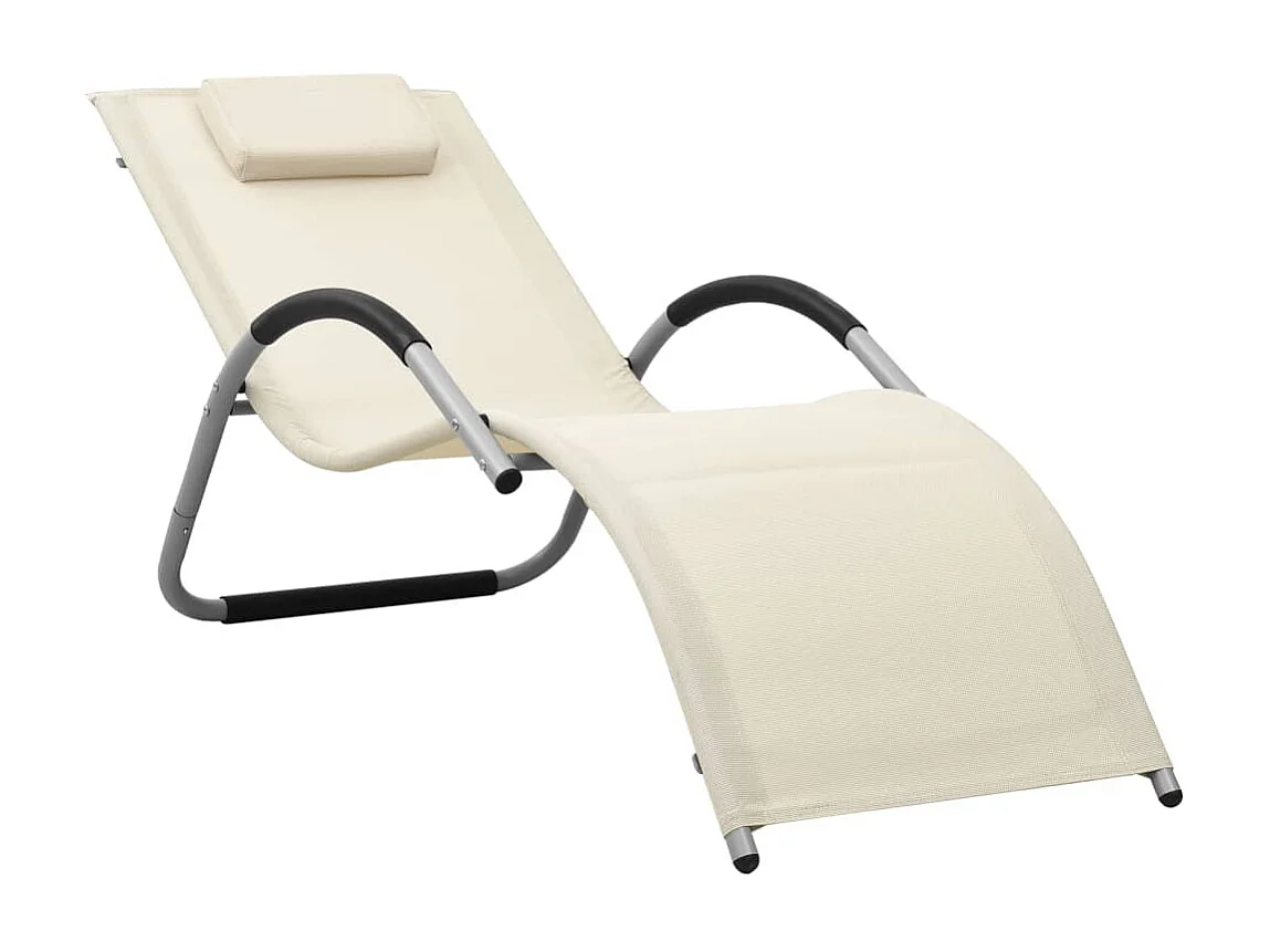 Transat chaise longue bain crème 159 x 62 x 67 cm 02_0012929