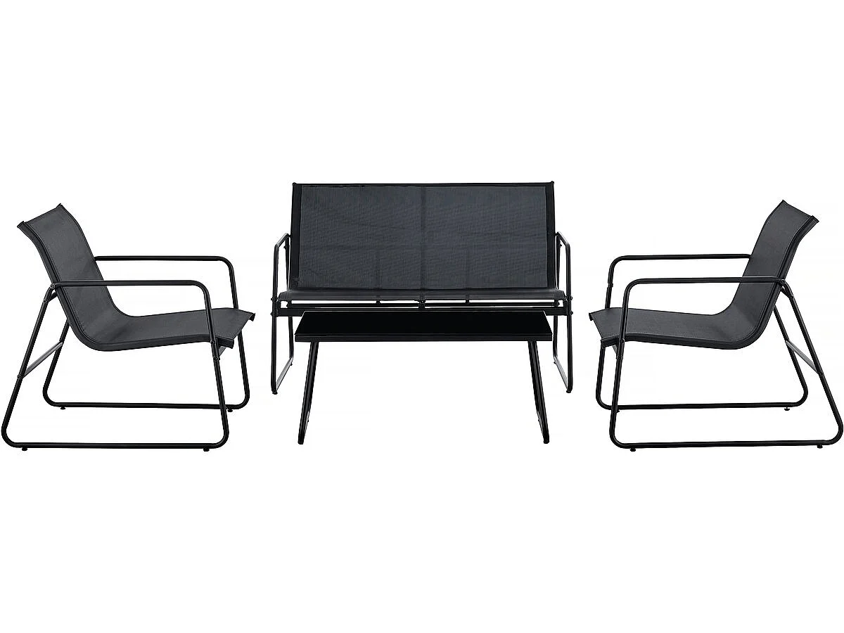 Salon de jardin "Iza" - 4 places - Noir