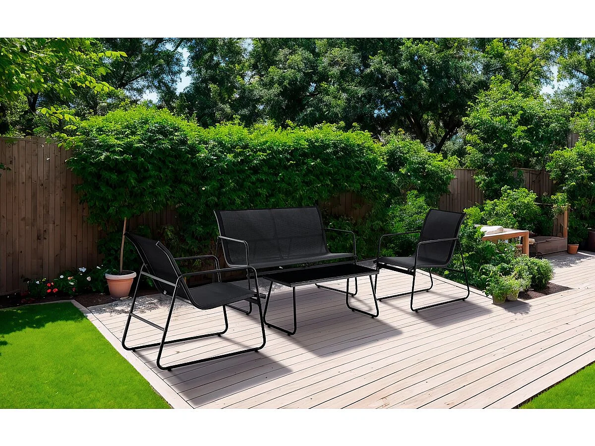 Salon de jardin "Iza" - 4 places - Noir