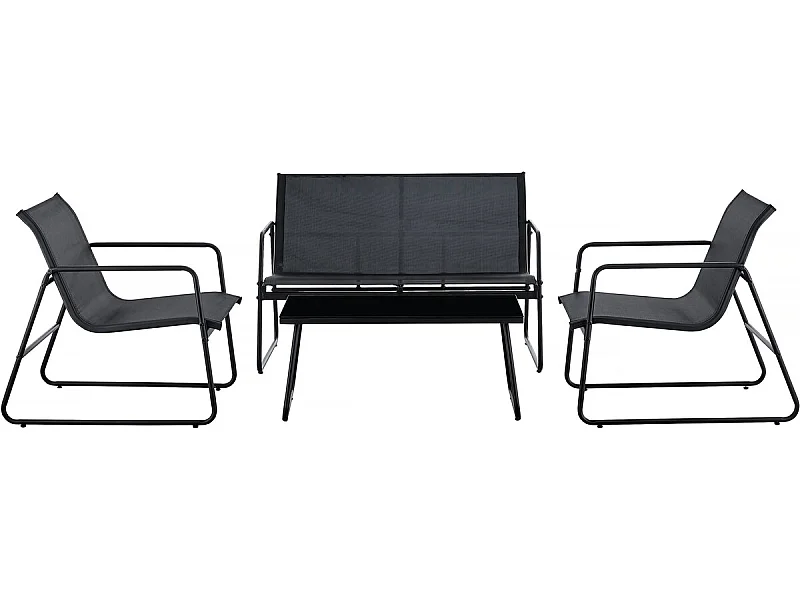 Salon de jardin "Iza" - 4 places - Noir