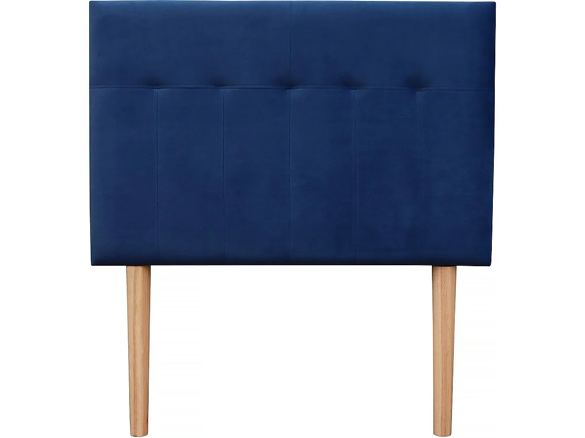 Tête de lit capitonnée en Velours "Lya" - 90 x 100 cm - Bleu foncé