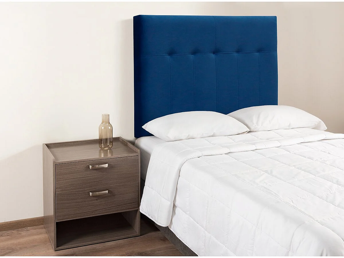 Tête de lit capitonnée en Velours "Lya" - 90 x 100 cm - Bleu foncé